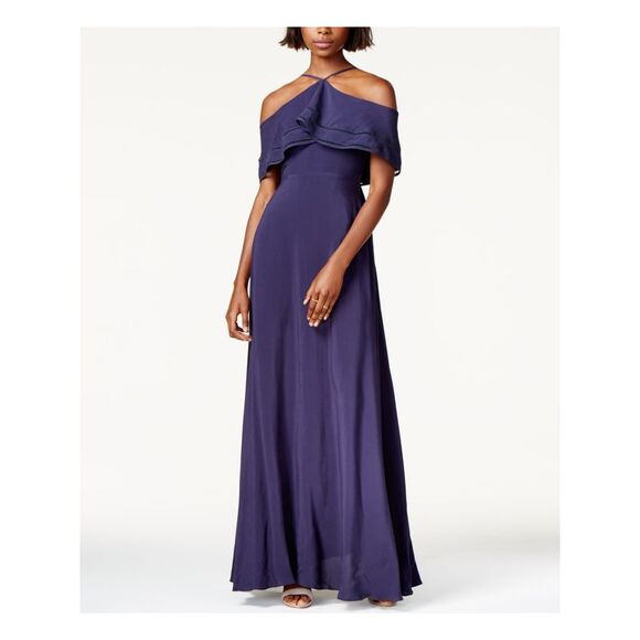 MARE MARE Dresses & Skirts - MARE MARE Womens Navy Draped Cold Shoulder Halter Empire Waist Dress XS